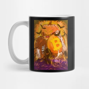 pumpkin king with bitcoin Mug